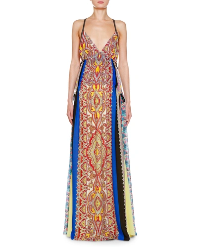 Etro Pacific Print Silk Georgette Gown In Multicolor