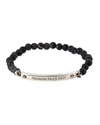 Alexander Mcqueen Skull & Agate Bead Stretch Bracelet In Black