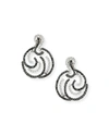 ANDREOLI 18K WHITE GOLD BLACK & WHITE DIAMOND EARRINGS,PROD215940323