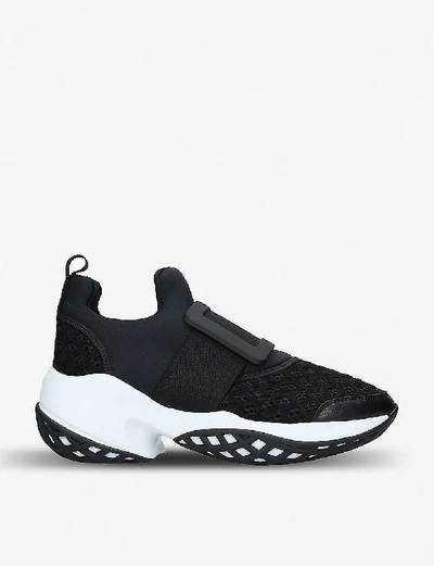 Roger Vivier Woman Sneakers Black Size 11.5 Textile Fibers, Soft Leather