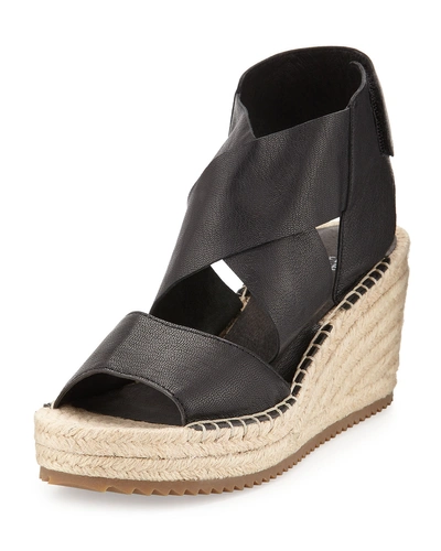Eileen Fisher Willow Leather Espadrille Sandal In Black