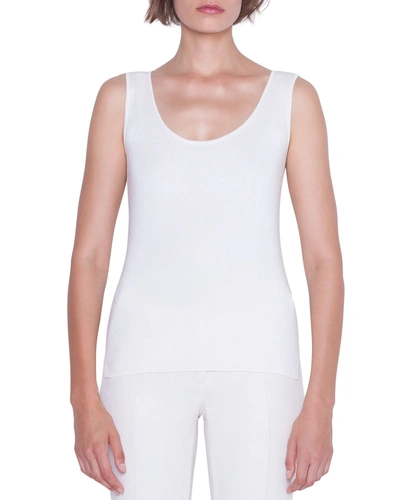 Akris Stretch Silk Sleeveless Top In White