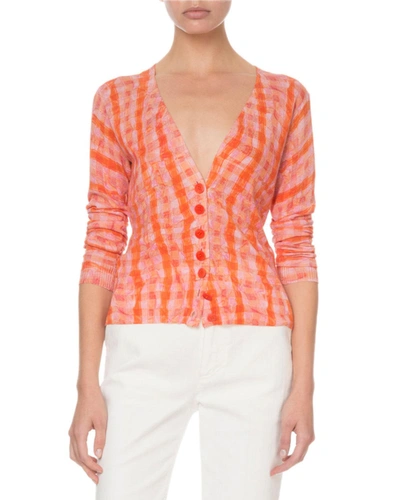 Altuzarra Natalia Checked Cotton And Silk-blend Cardigan In Tropicana