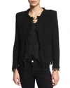 Iro Shavani Frayed Cotton-blend Bouclé Jacket In Black