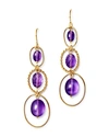 BLOOMINGDALE'S AMETHYST 3-STONE OVAL DROP EARRINGS IN 14K YELLOW GOLD - 100% EXCLUSIVE,13794AM-BCO