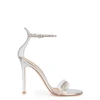 GIANVITO ROSSI PLEXI 105 SILVER LEATHER SANDALS