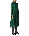 Whistles Jungle Cat Pleated Dress In Green Multi