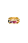 THE M JEWELERS NY THREE ROW RAINBOW RING,TSNR-WL43