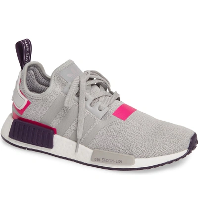 Adidas Originals Women's Nmd R1 Knit Lace Up Sneakers In Grey Three/ Shock Pink