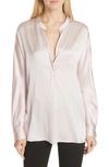 VINCE BAND COLLAR SILK BLOUSE,V528911926