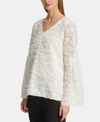 DKNY FEATHERED-FINISH BELL-SLEEVE TOP