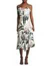 MILLY Silk Sleeveless Tropical-Print Dress