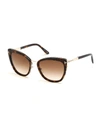 Tom Ford Simona Cat-eye Metal & Acetate Sunglasses In Brown