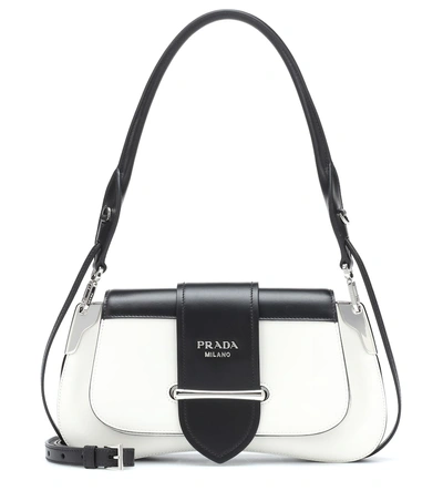 Prada Sidonie Mini Two-tone Leather Shoulder Bag In White