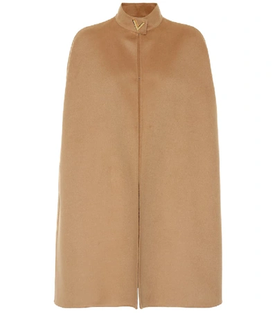 Valentino Wool And Angora Cape In Beige