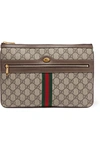 GUCCI Ophidia medium textured leather-trimmed printed coated-canvas pouch