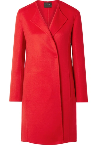 Akris Double-face Cashmere Clean-line Coat In Red