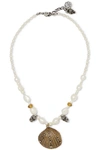 ALEXANDER MCQUEEN GOLD AND SILVER-TONE, CRYSTAL AND FAUX PEARL CHOKER