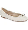 Sam Edelman Felicia Round Toe Ballerina Flats In Bright White Nappa Leather