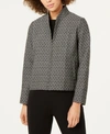 EILEEN FISHER RECYCLED COTTON PRINTED ZIP-FRONT JACKET