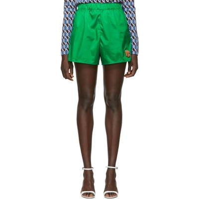Prada Green Nylon Sport Shorts In Smeraldo|verde