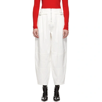 Givenchy White Cotton Gabardine Belted Trousers In Bianco