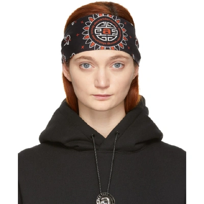 Alexander Wang Logo Paisley Embroidered Headband In Black,paisley,red