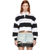 ALEXANDER WANG ALEXANDER WANG BLACK AND WHITE STRIPE CROPPED RUGBY POLO