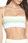L*space Colorblock Rebel Striped Bikini Top In White/ Light Turq/ Lemonade