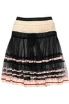 RED VALENTINO WOMAN EMBROIDERED TULLE MINI SKIRT BLACK,GB 2020356175060042