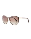 Tom Ford Penelope Metal Butterfly Sunglasses In Rose Gold/dark Brown