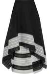 ROLAND MOURET ROLAND MOURET WOMAN NORTHOM LAYERED COTTON AND SILK-BLEND JACQUARD MIDI SKIRT BLACK,3074457345619572255