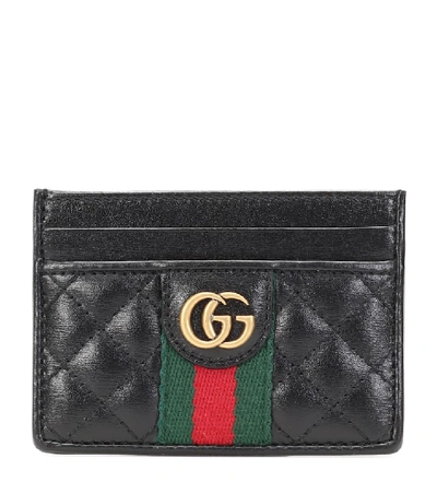 Gucci Logo Quilted Leather Card Holder In Black
