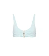 Melissa Odabash Bel Air Embellished Ruched Underwired Bikini Top In Green