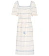 TORY BURCH EMBROIDERED LINEN AND COTTON DRESS,P00359473