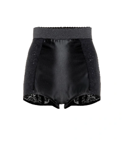 Dolce & Gabbana High-waisted Satin Briefs In Black