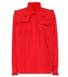 Alexa Chung Alexachung - Frill Trimmed Pussy Bow Cotton Blouse - Womens - Red In Red