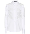 Dolce & Gabbana Long-sleeve Button-front Lace-inset Poplin Blouse In Yellow