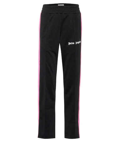Palm Angels Logo Printed Track Pants In Black Pink