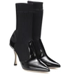 DOLCE & GABBANA LEATHER-TRIMMED ANKLE BOOTS,P00354424