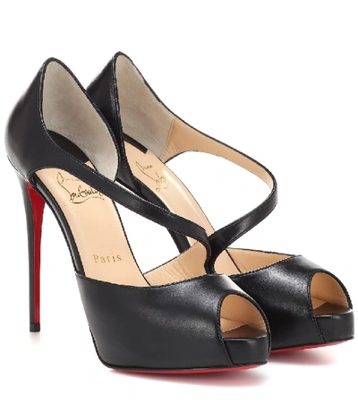 Christian Louboutin Catchy Two 120 Leather Peep Toe Pumps In Black
