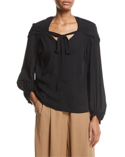 3.1 Phillip Lim / フィリップ リム V-neck Full-sleeve Silk Blouse In Black