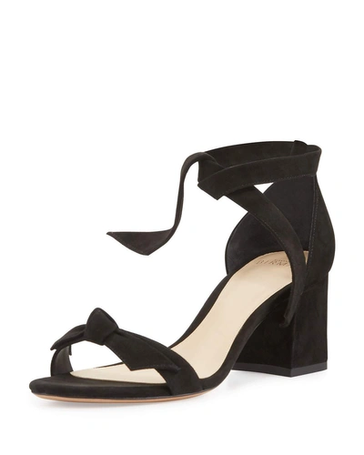 Alexandre Birman Clarita Suede 60mm City Sandals In Black Leather