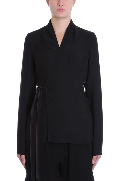 Rick Owens Crêpe Blouse With Ribbons In Black