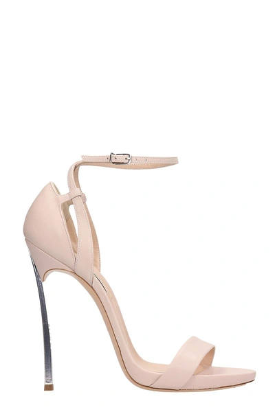 Casadei Nude Leather Blade Sandals In Powder
