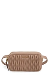 MIU MIU RIDER MATELASSE LEATHER BELT BAG - BEIGE,5BL005 N88V COO01