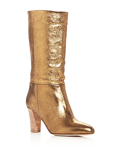 Sjp By Sarah Jessica Parker Reign Metallic Leather Block-heel Boots In Gold