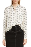 ISABEL MARANT FAN PRINT SILK BLOUSE,CH0160-19P021I