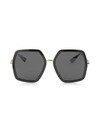 GUCCI GG0106S 001 BLACK ACETATE AND GOLD METAL SQUARE OVERSIZED WOMEN'S SUNGLASSES,10679248