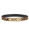 MOSCHINO Logo Leopard Leather Belt